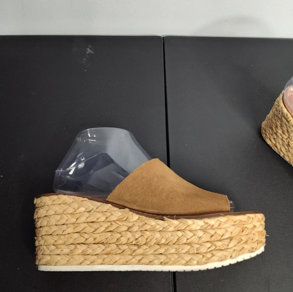 ☀️ZARA WOMAN | TAN SUEDE BRAIDED PLATFORM, SIZE 38/7.5